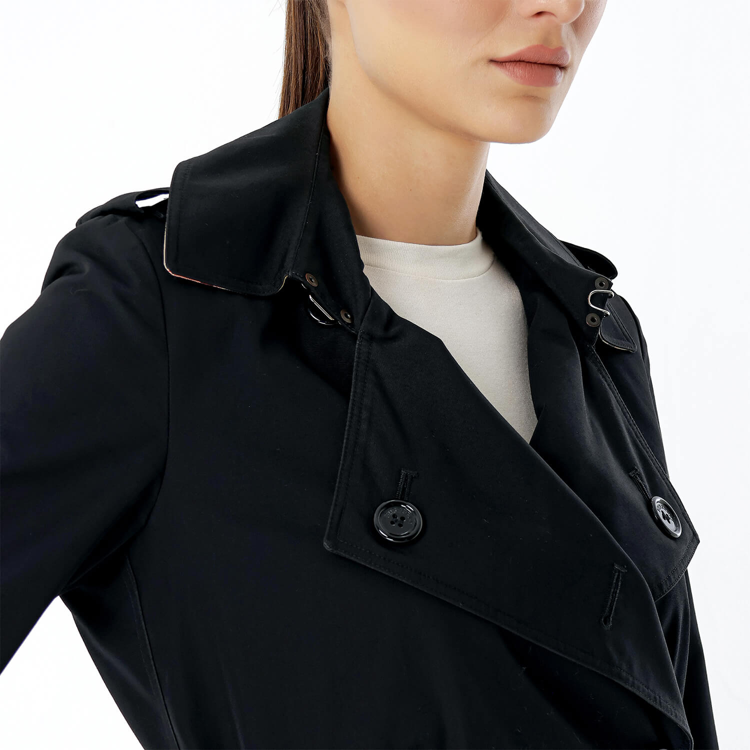 Burberry  - Black Polyamide&Cotton Double Breasted Trenchcoat